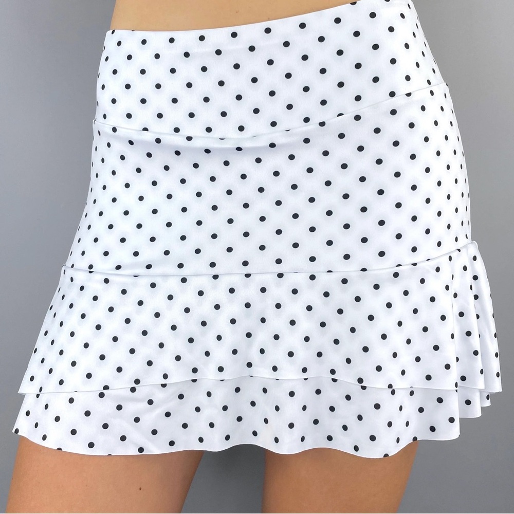 Denise Cronwall Chiquita Polka Dot Black and White Mini Tennis Skort Skirt